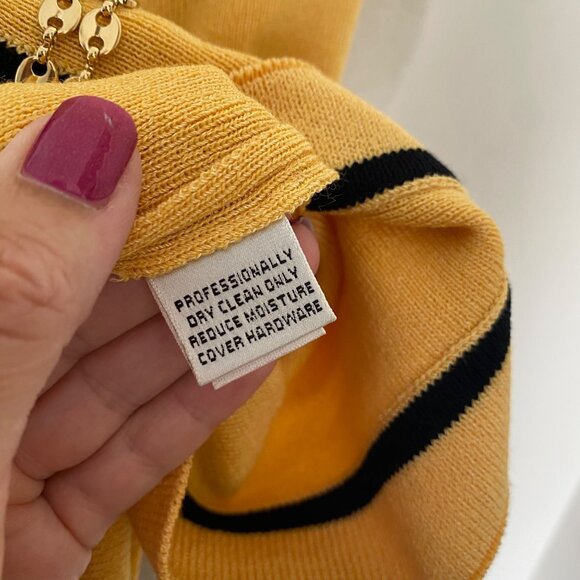 St. John Cardigan Sweater Jacket w/ Chain Yellow - Picture 8 of 13